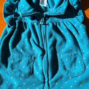 Carters Girls Teal with Gold Polka Dot Sleeveless Fleece Vest Size 18 months